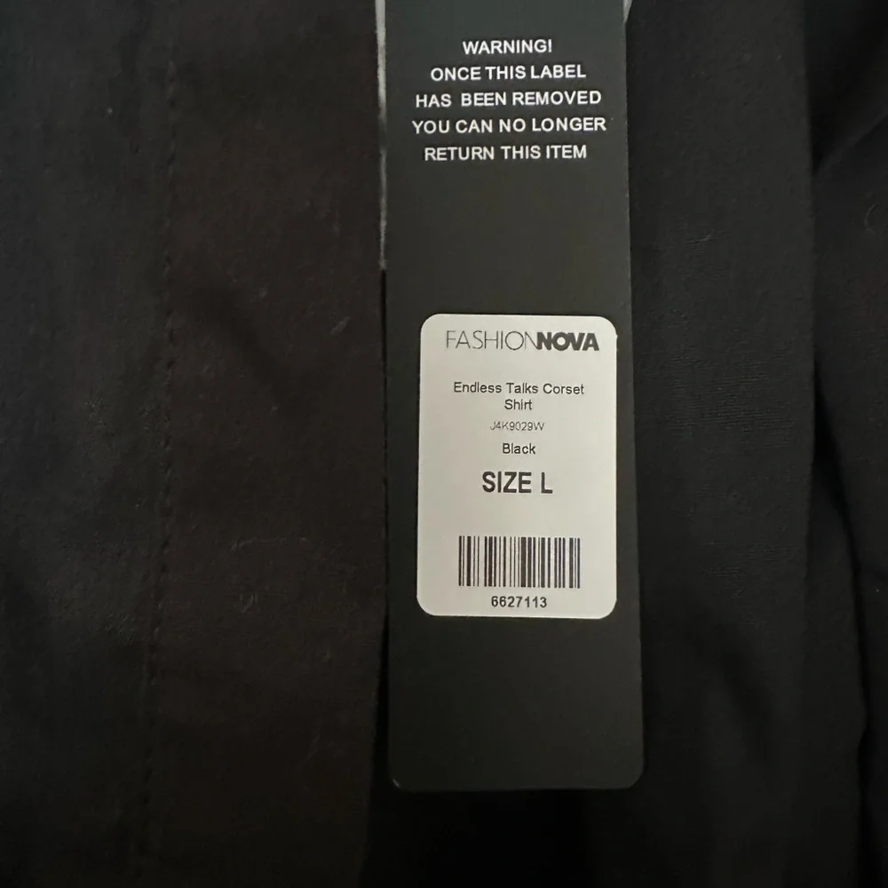 NWT* Fashion Nova Black Corset Shirt- Size Large